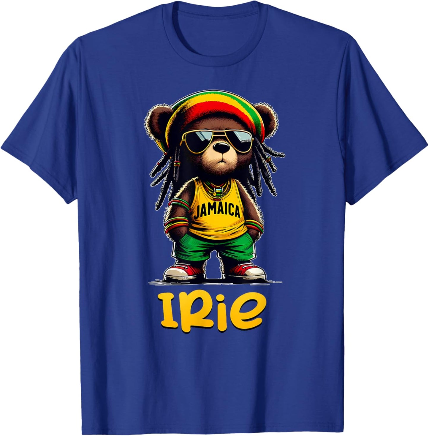 IRIE Rasta Reggae Teddy Bear Jamaica Patwa Jamaican Clothing T-Shirt - T-Shirt | Royal