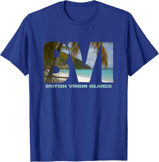 British Virgin Islands BVI Souvenir Beach & Palm Trees T-Shirt - T-Shirt | Royal