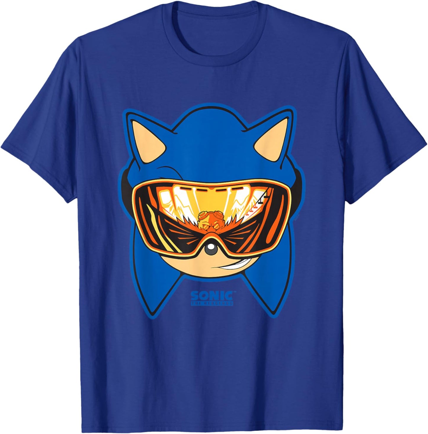 Sonic The Hedgehog Snowboarding Visor Cool Face Shot T-Shirt - T-Shirt | Royal