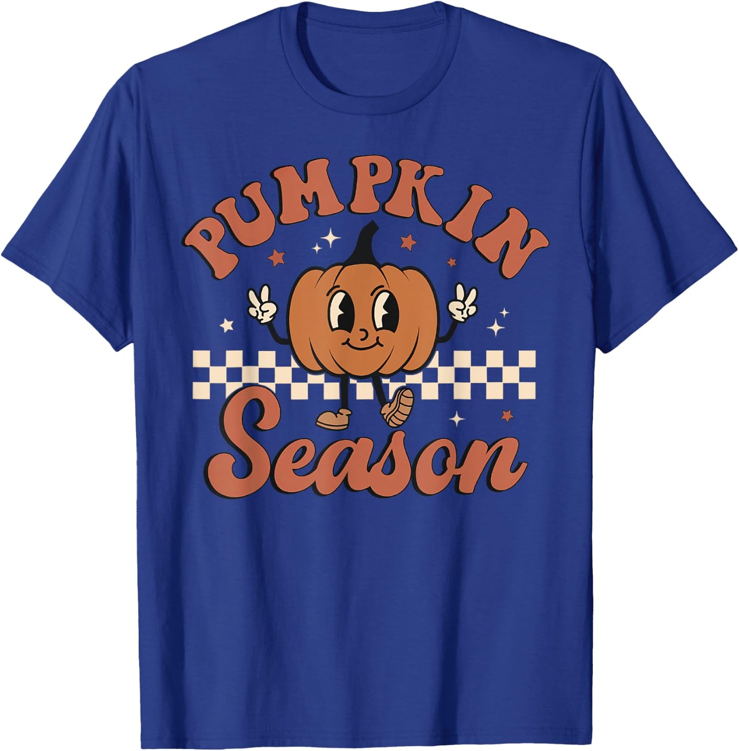 Vintage Pumpkins Spices Season Retro Groovy Fall Halloween T-Shirt - T-Shirt | Royal