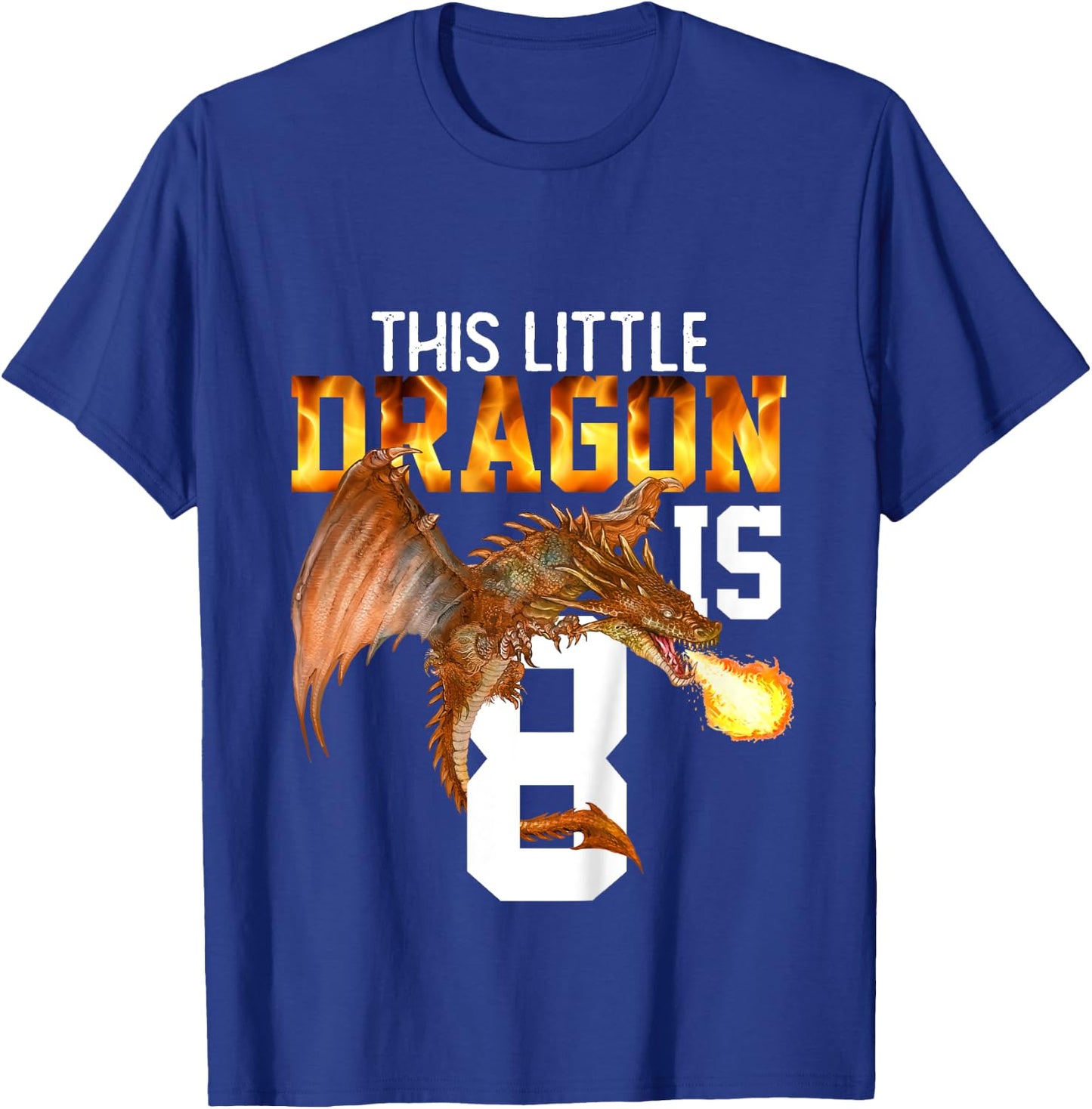 Turning 8 Year Old Birthday Gift Boy Dragon 8th Bday Girl T-Shirt - T-Shirt | Royal
