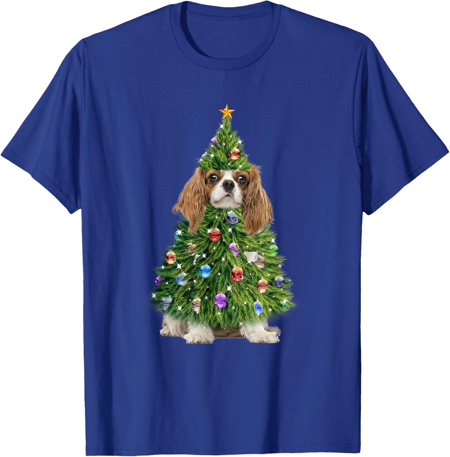 Cavalier Christmas Tree Lights Funny Cavalier Dog Xmas T-Shirt - T-Shirt | Royal