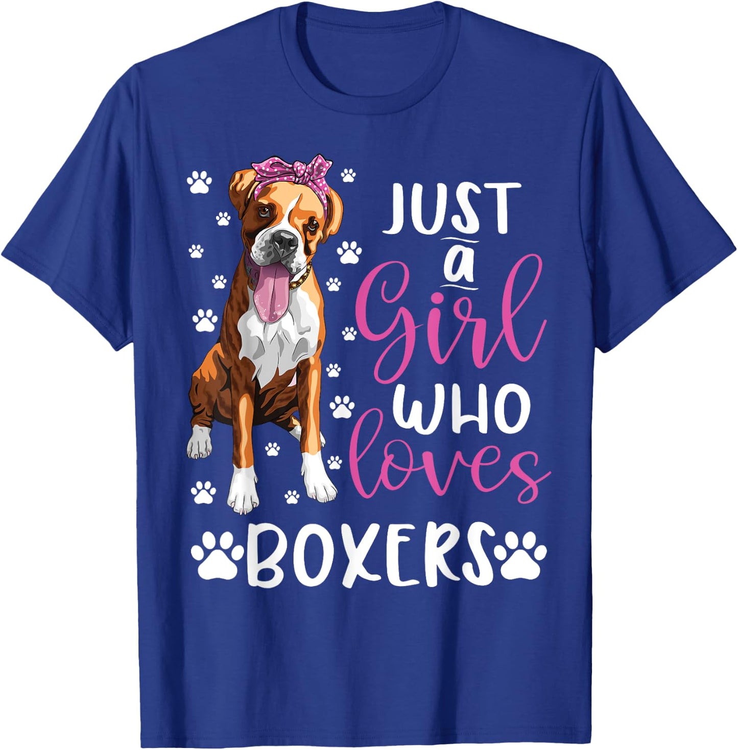 Boxer Just A Girl Who Loves Boxers Dogs Lover girls Gift T-Shirt - T-Shirt | Royal