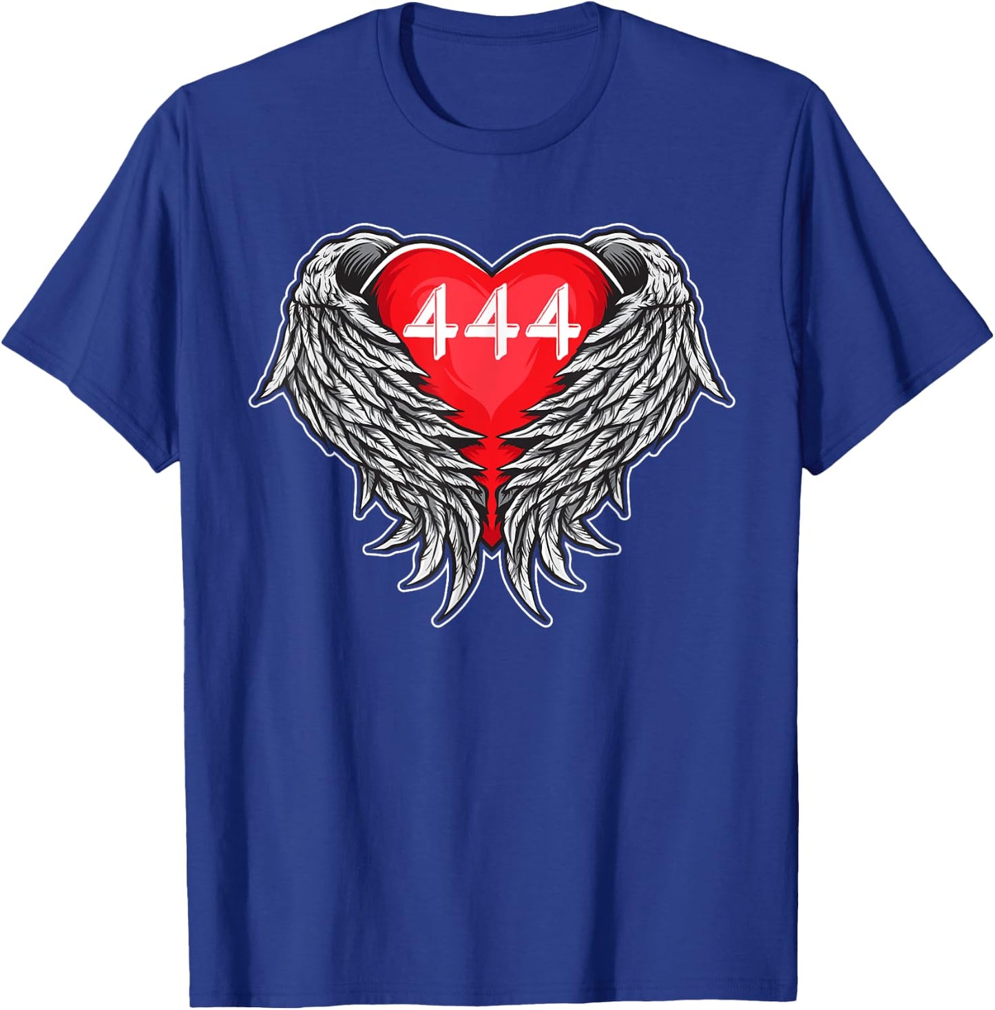 Angel Number 444 With Heart And Wings Of Angel T-Shirt - T-Shirt | Royal