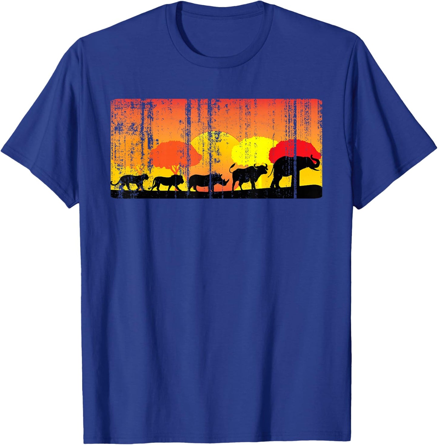 Africa Big Five Animals Distressed | BIG 5 of Africa T-Shirt - T-Shirt | Royal