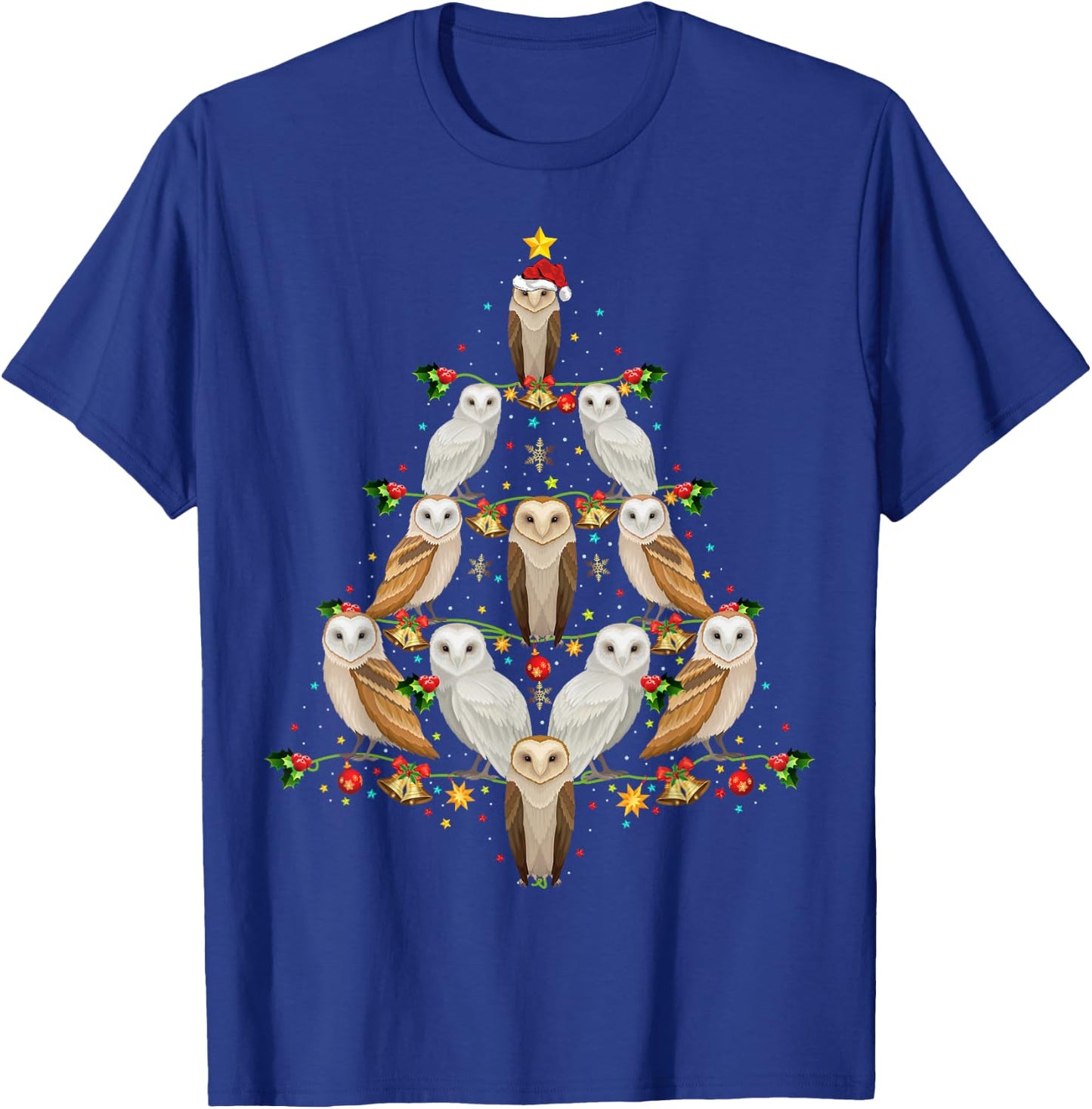 Barn Owl Bird Christmas Tree Gift Funny Christmas Barn Owl T-Shirt - T-Shirt | Royal