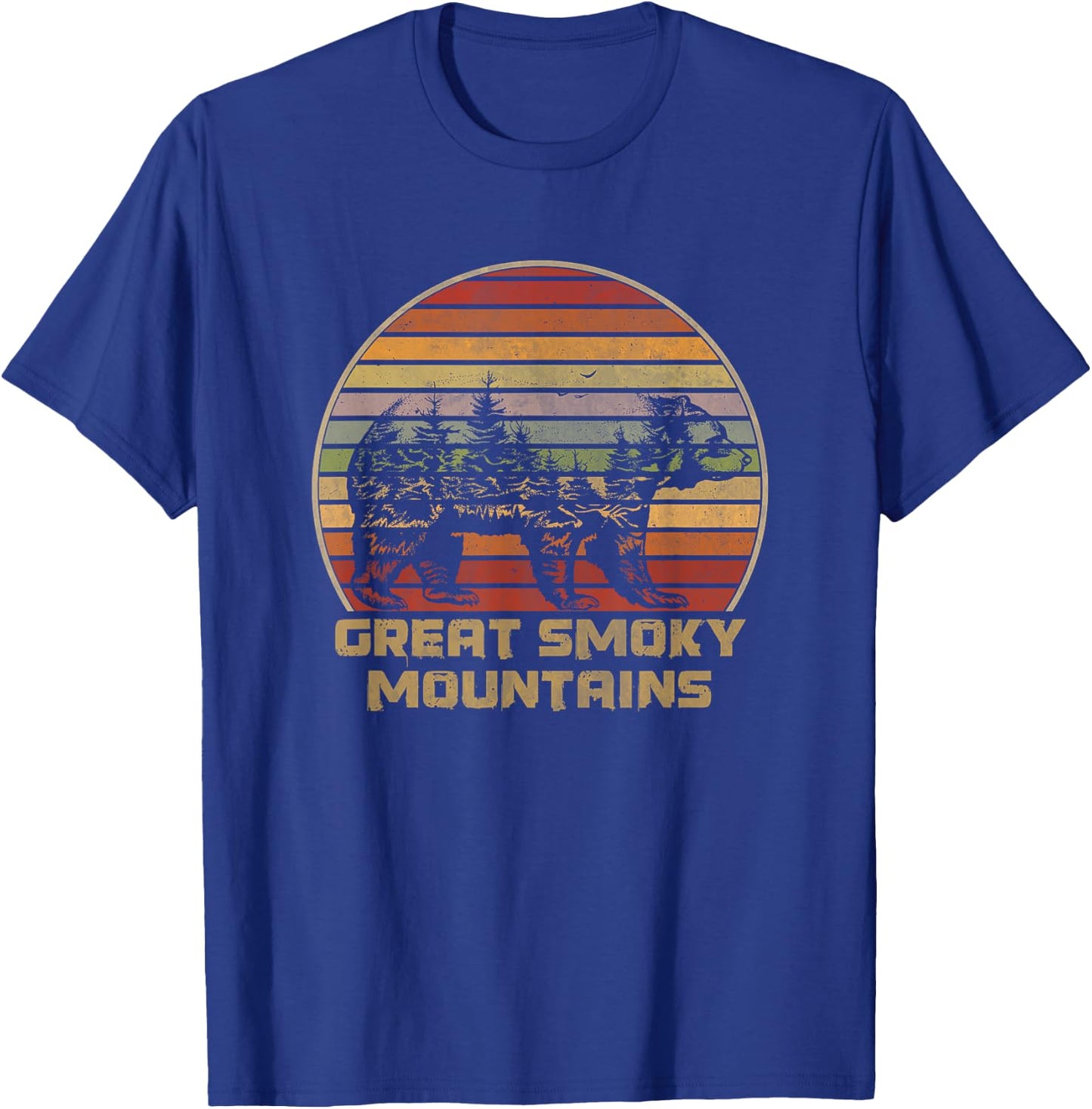 Great Smoky Mountains Vintage Grizzly Bear Nature Retro T-Shirt - T-Shirt | Royal