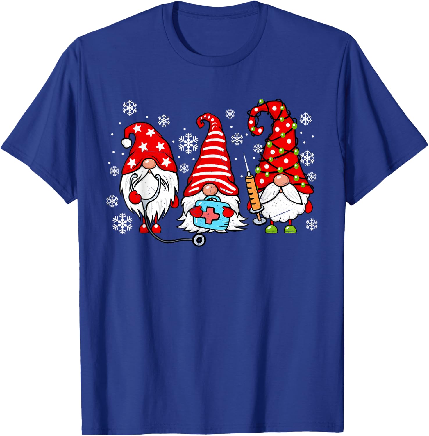 Nurse Christmas Gnomes Xmas Scrub Top ER Rn Nursing Gnomies T-Shirt - T-Shirt | Royal