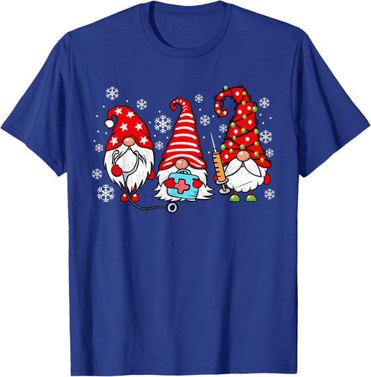Nurse Christmas Gnomes Xmas Scrub Top ER Rn Nursing Gnomies T-Shirt - T-Shirt | Royal