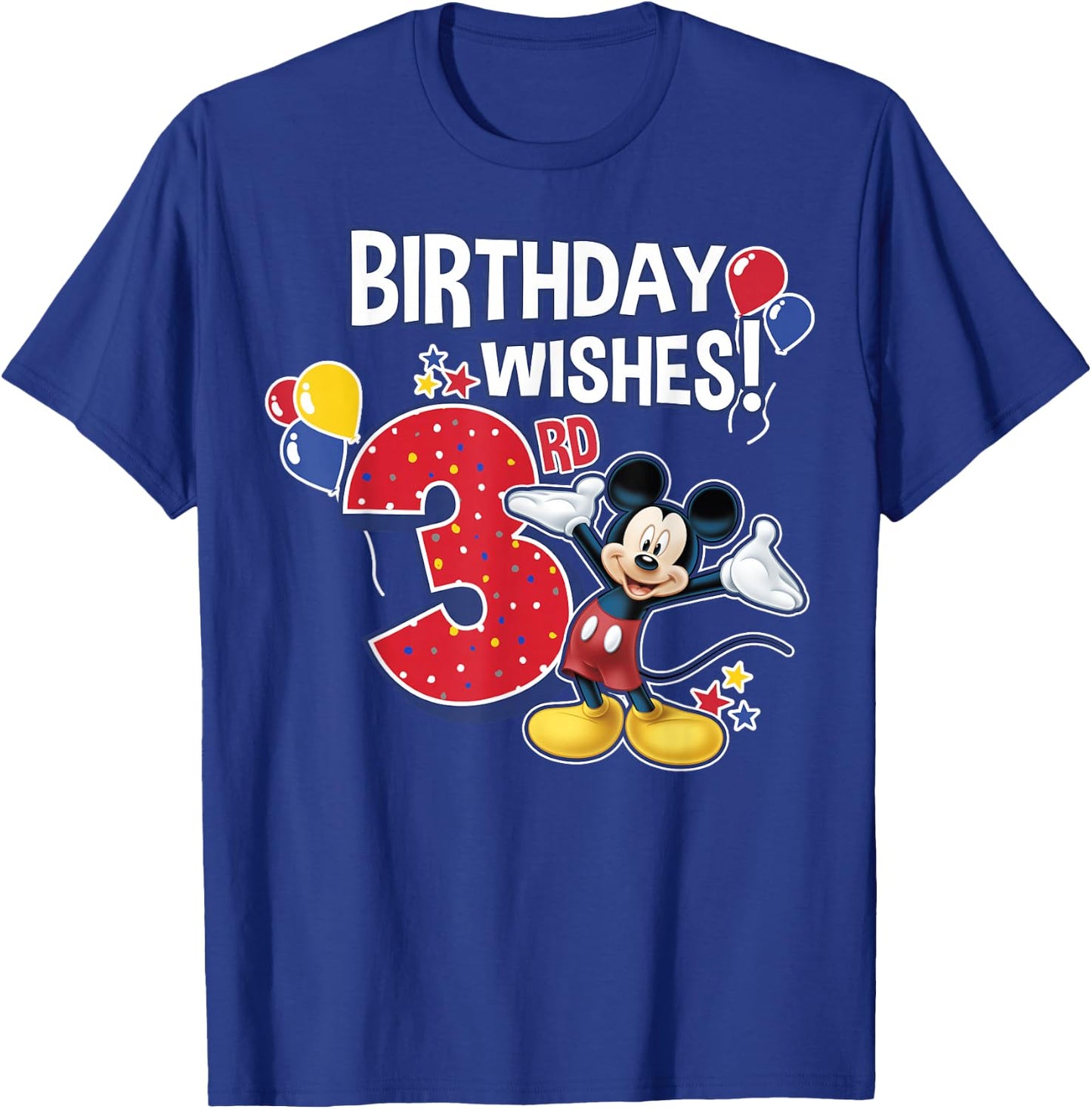 Disney Mickey and Friends Mickey Mouse 3rd Birthday Wishes Small T-Shirt - T-Shirt | Royal