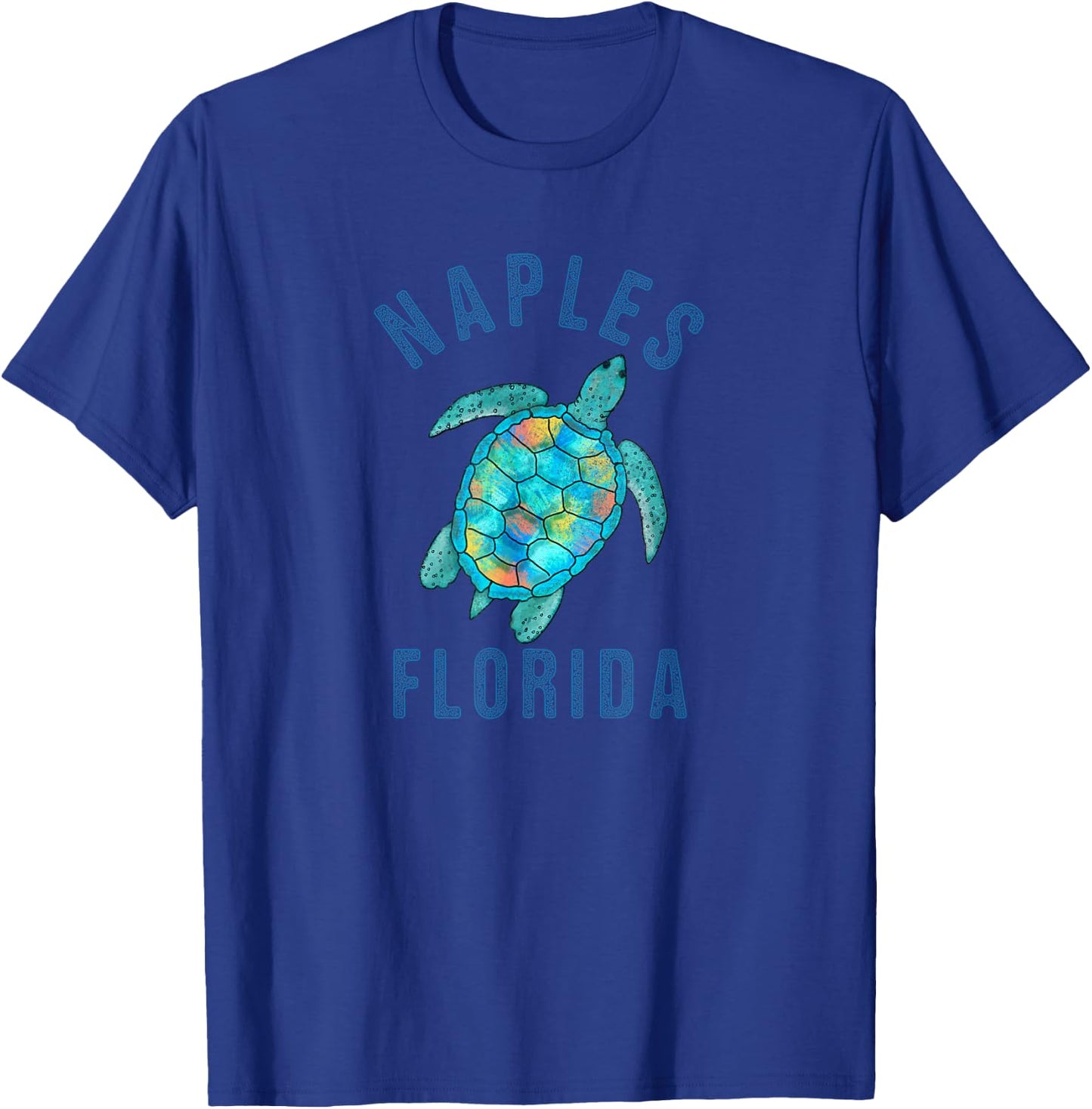Naples, FL Beach Design / Sea Turtle Illustration Gift T-Shirt - T-Shirt | Royal