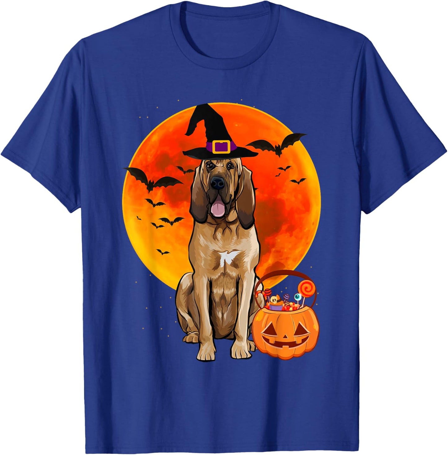 Dog Halloween Bloodhound Jack O Lantern Pumpkin Women T-Shirt - T-Shirt | Royal