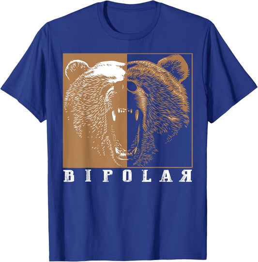Bipolar | Cute Mental Disorder Polar Bear Gift T-Shirt - T-Shirt | Royal