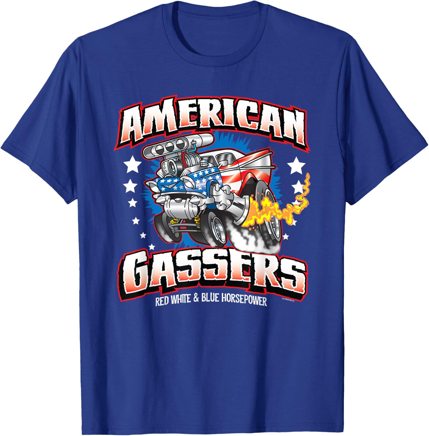 Gasser Hot Rod American Made Classic Car Horsepower T-Shirt - T-Shirt | Royal
