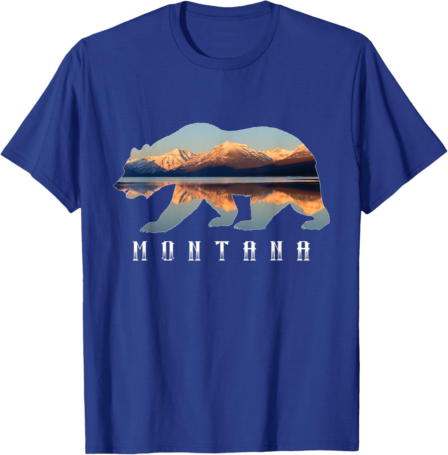 Montana Bear with Glacier National Park Lake Image Souvenir T-Shirt - T-Shirt | Royal