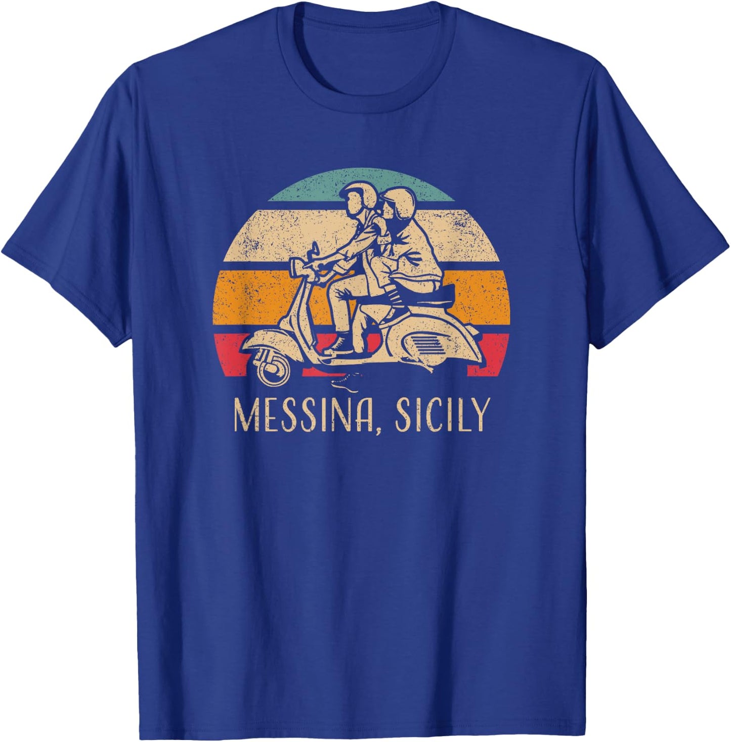 Messina Sicily Sicilia Vintage Scooter Retro Sunset Design T-Shirt - T-Shirt | Royal