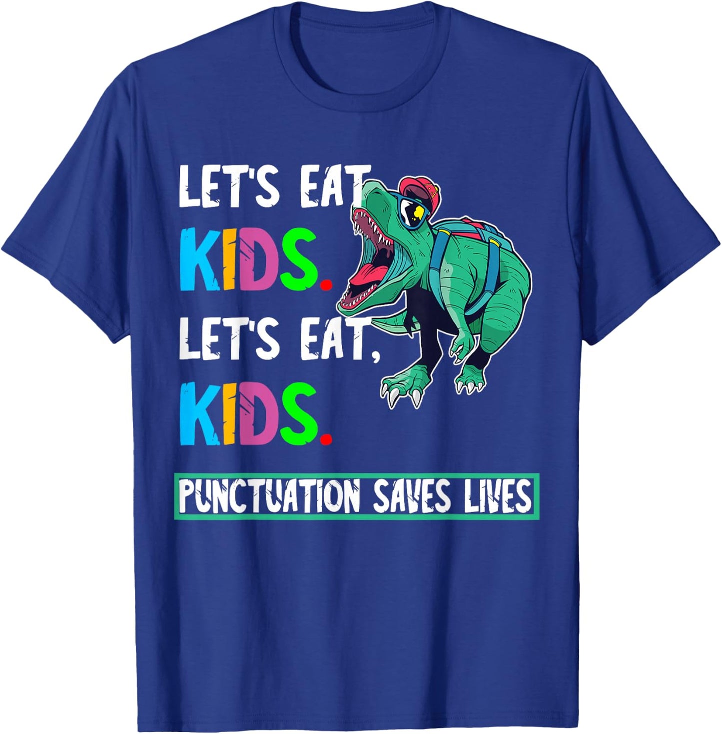Grammar Dinosaur English Lessons Funny Student T-Shirt - T-Shirt | Royal