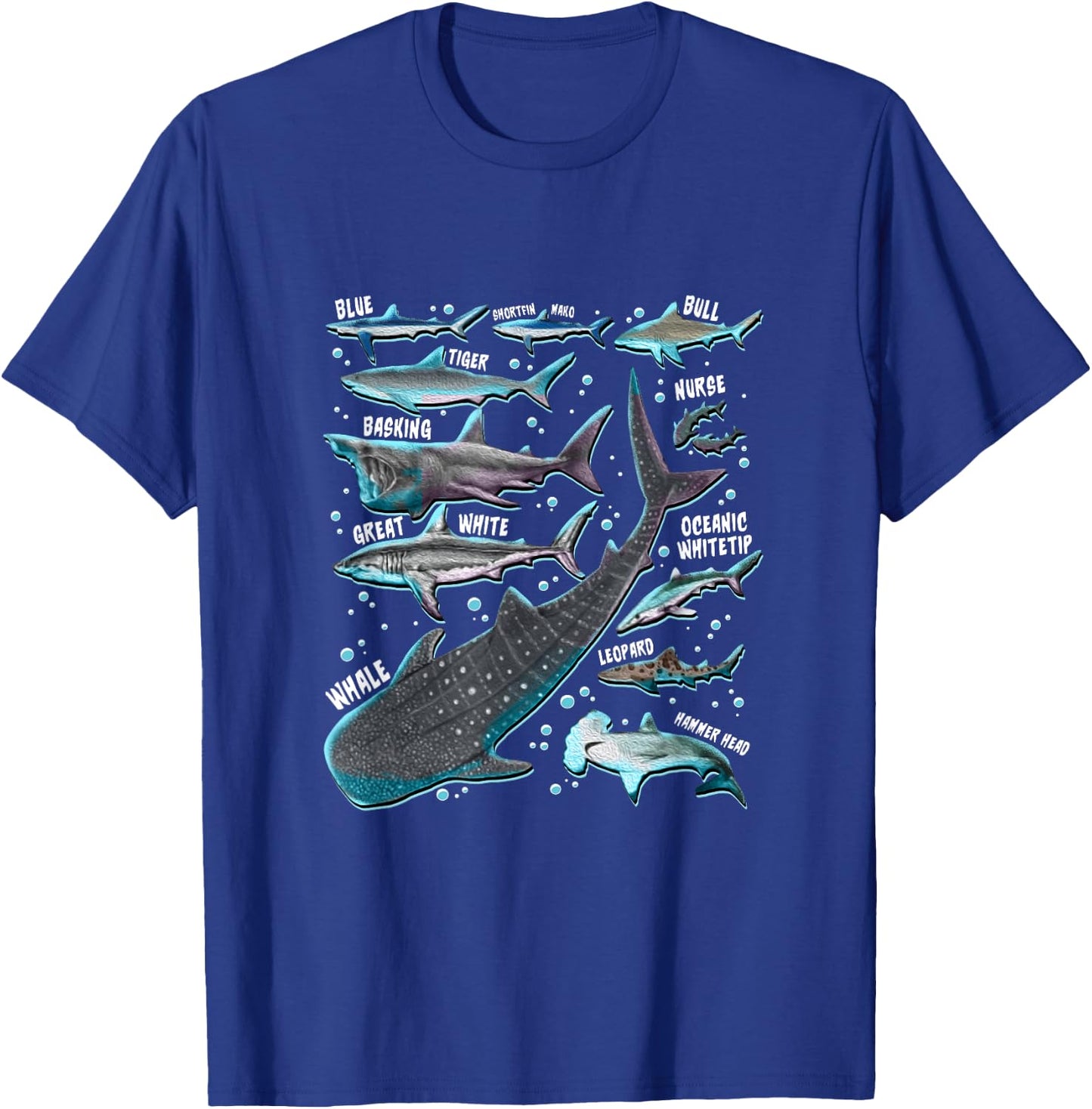 Shark Species Shark Gifts Shark Faces Marine Biology T-Shirt - T-Shirt | Royal
