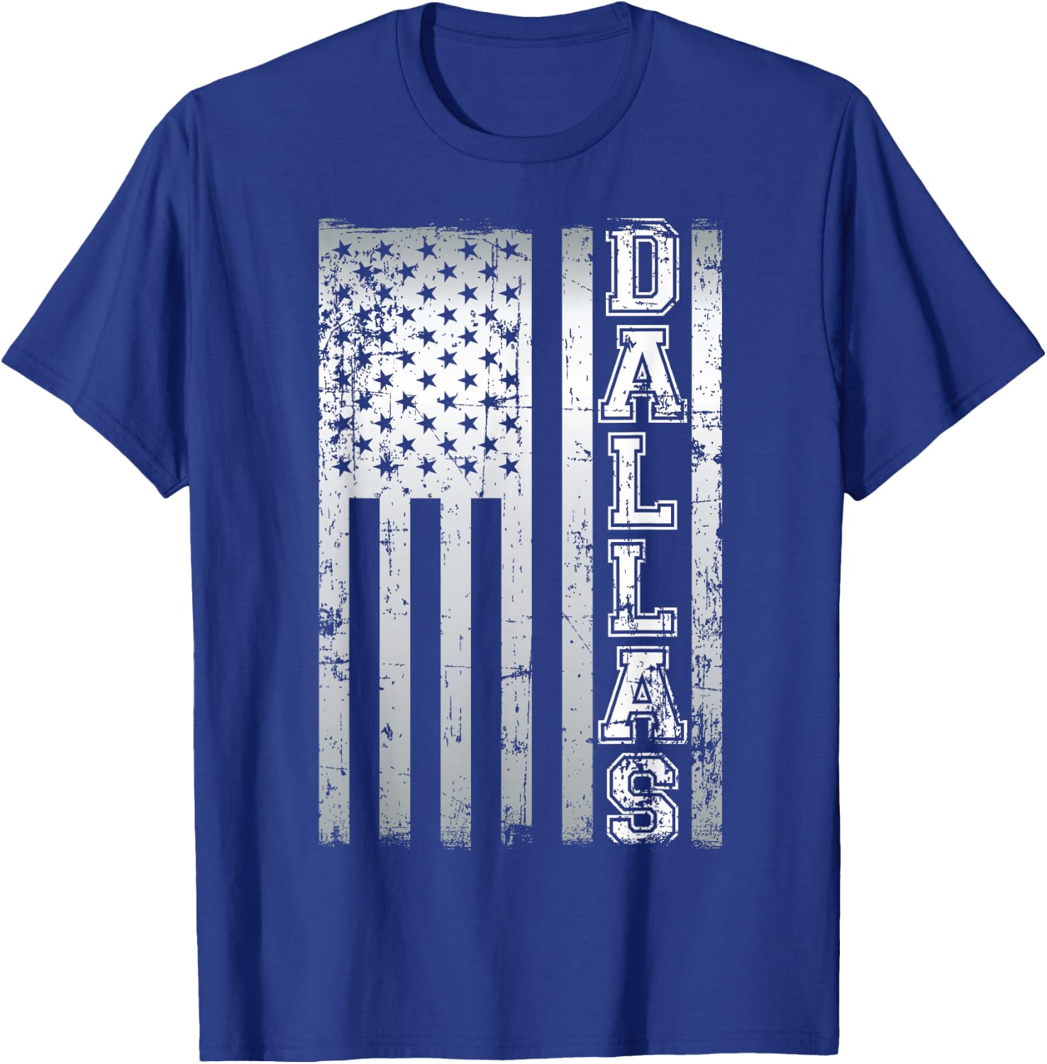 Distressed Dallas Loves America US Flag T-Shirt - T-Shirt | Royal
