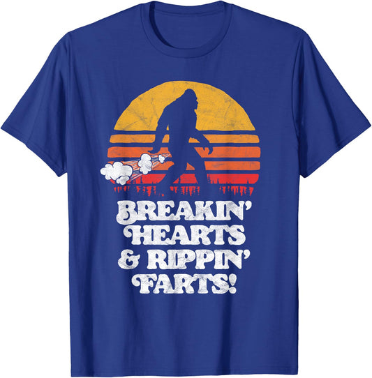 Sasquatch Breakin Hearts & Rippin Farts! Funny Bigfoot Sun T-Shirt - T-Shirt | Royal