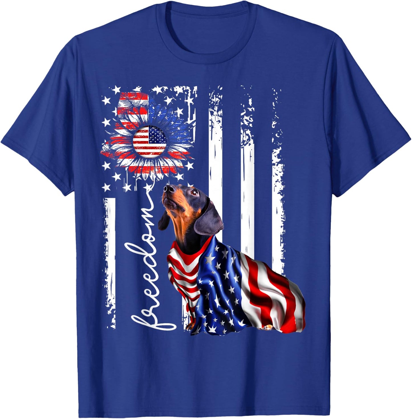 Patriotic 4th of July Weiner Dachshund Dog Freedom T-Shirt - T-Shirt | Royal