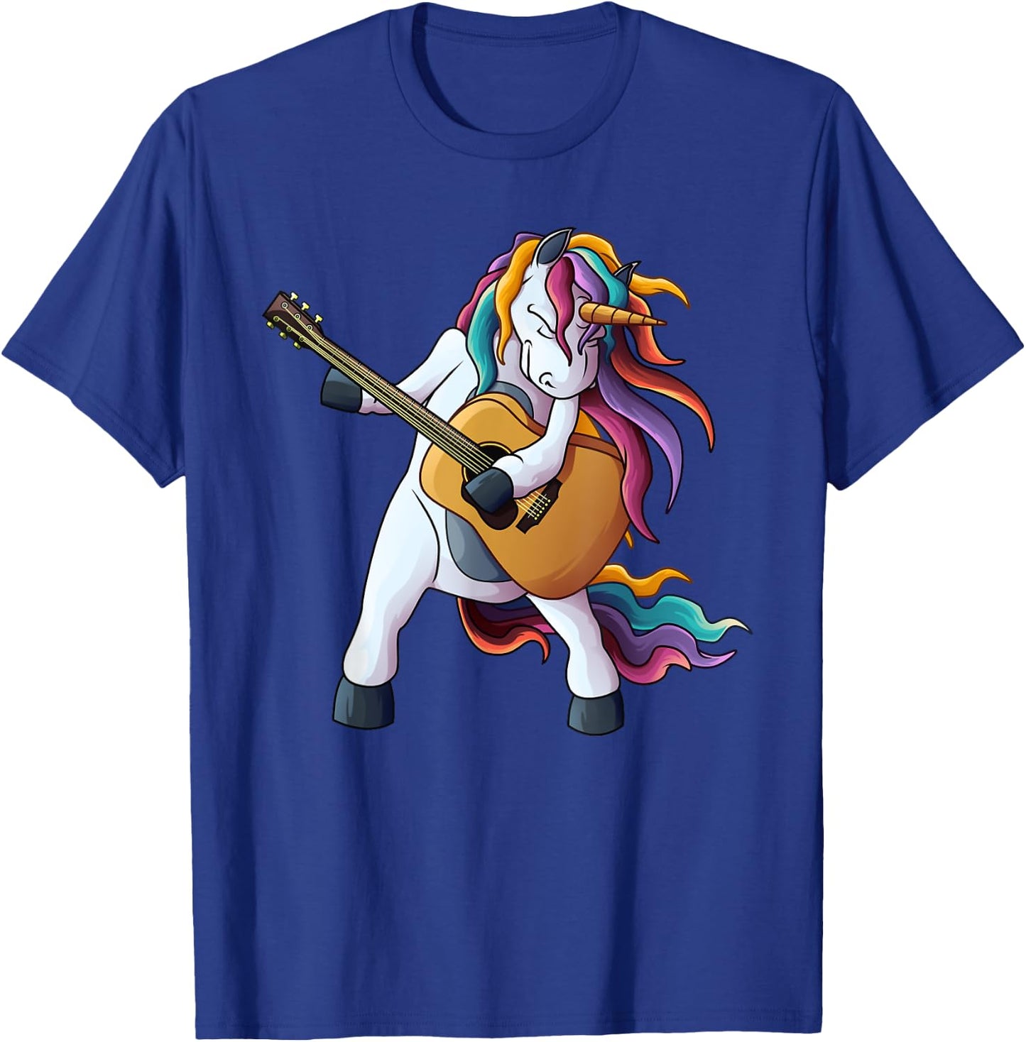 Cool Unicorn Playing Guitar | Funny Animal Guitarist Gift T-Shirt - T-Shirt | Royal