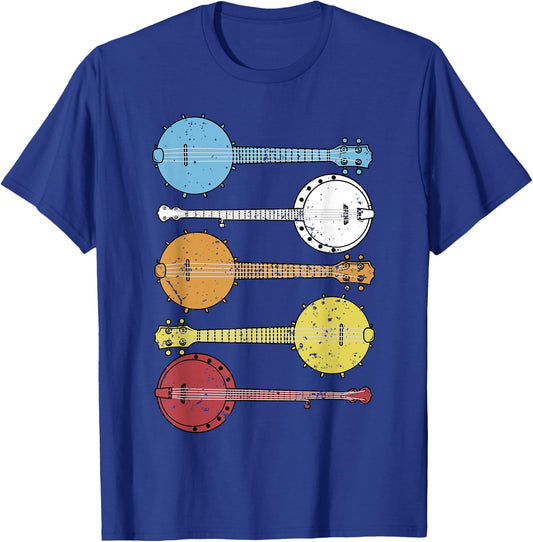 Vintage Banjo Shirt Retro Banjo Gift Country Music Bluegrass T-Shirt - T-Shirt | Royal