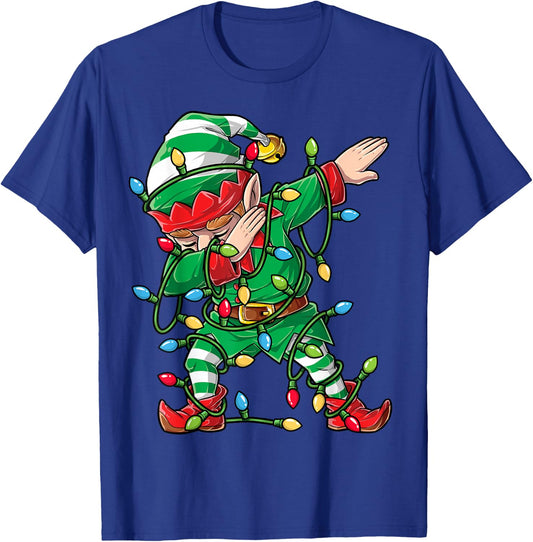 Dabbing Elf Christmas Tree Lights Xmas Family Matching Boys T-Shirt - T-Shirt | Royal