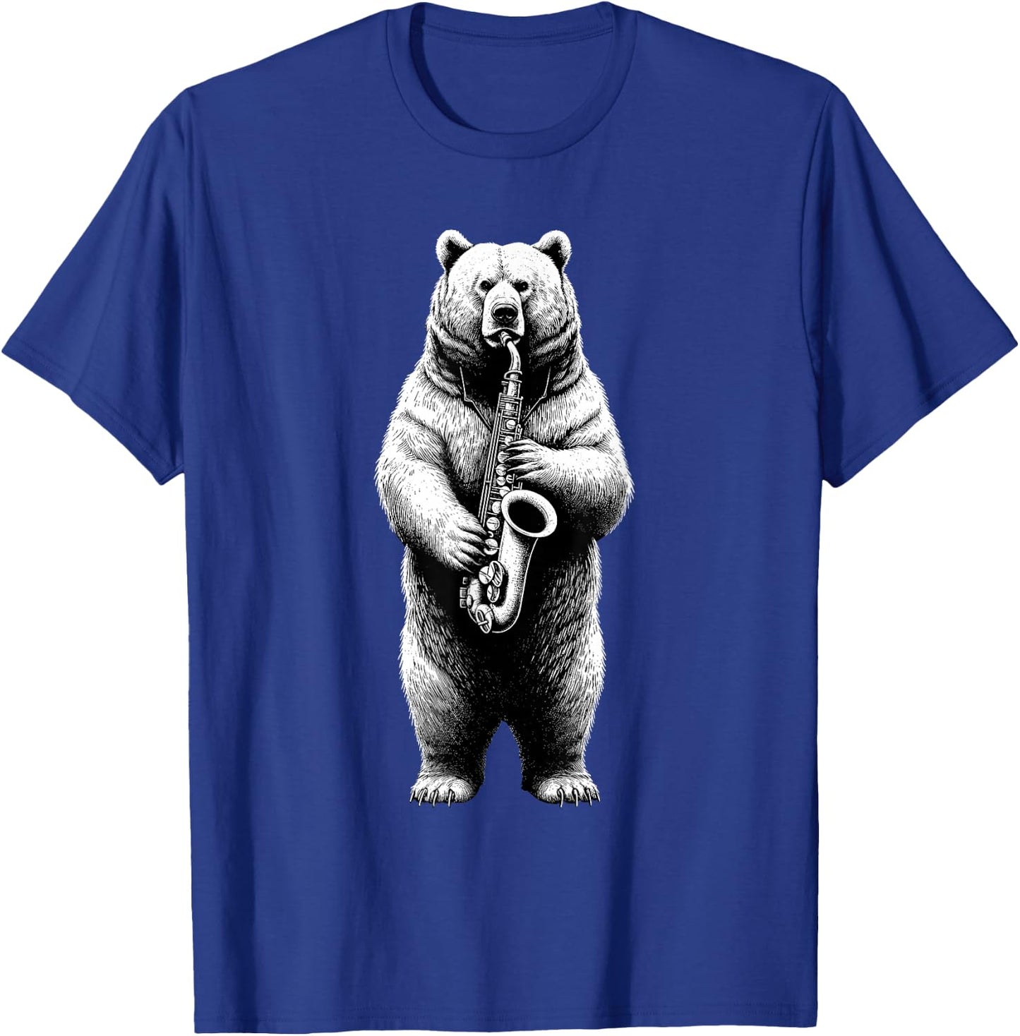 Bear Saxophone Marching Band Jazz Saxophonist T-Shirt - T-Shirt | Royal