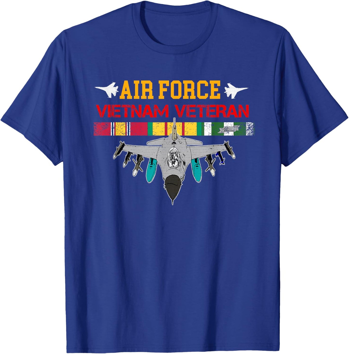 US Air Force Vietnam Veteran, USAF Veteran, USA Flag T-Shirt - T-Shirt | Royal