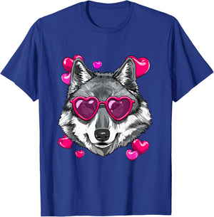 Wolf Valentines Shirt Wolf Heart Animal Face Wolf Lover T-Shirt - T-Shirt | Royal