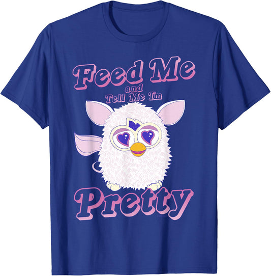 Furby Feed Me And Tell Me I'm Pretty Cute Logo Portrait T-Shirt - T-Shirt | Royal