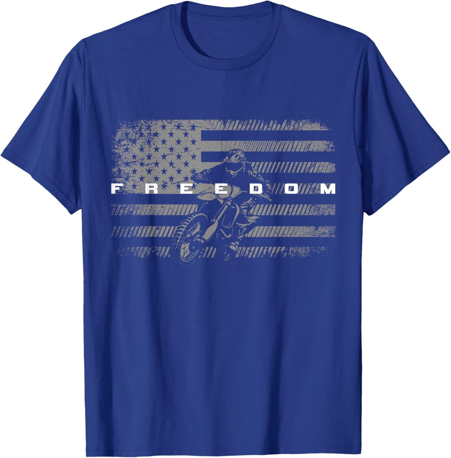American Flag Dirt Bike Motocross T-Shirt - T-Shirt | Royal