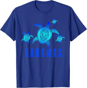 Bahamas Sea Turtle Tribal Pattern Scuba Diving Diver Bahamas T-Shirt - T-Shirt | Royal