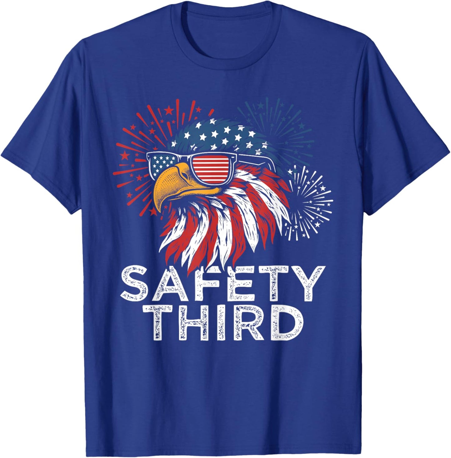 Funny Fireworks Safety Third Eagle American Flag 4th Of July T-Shirt - T-Shirt | Royal