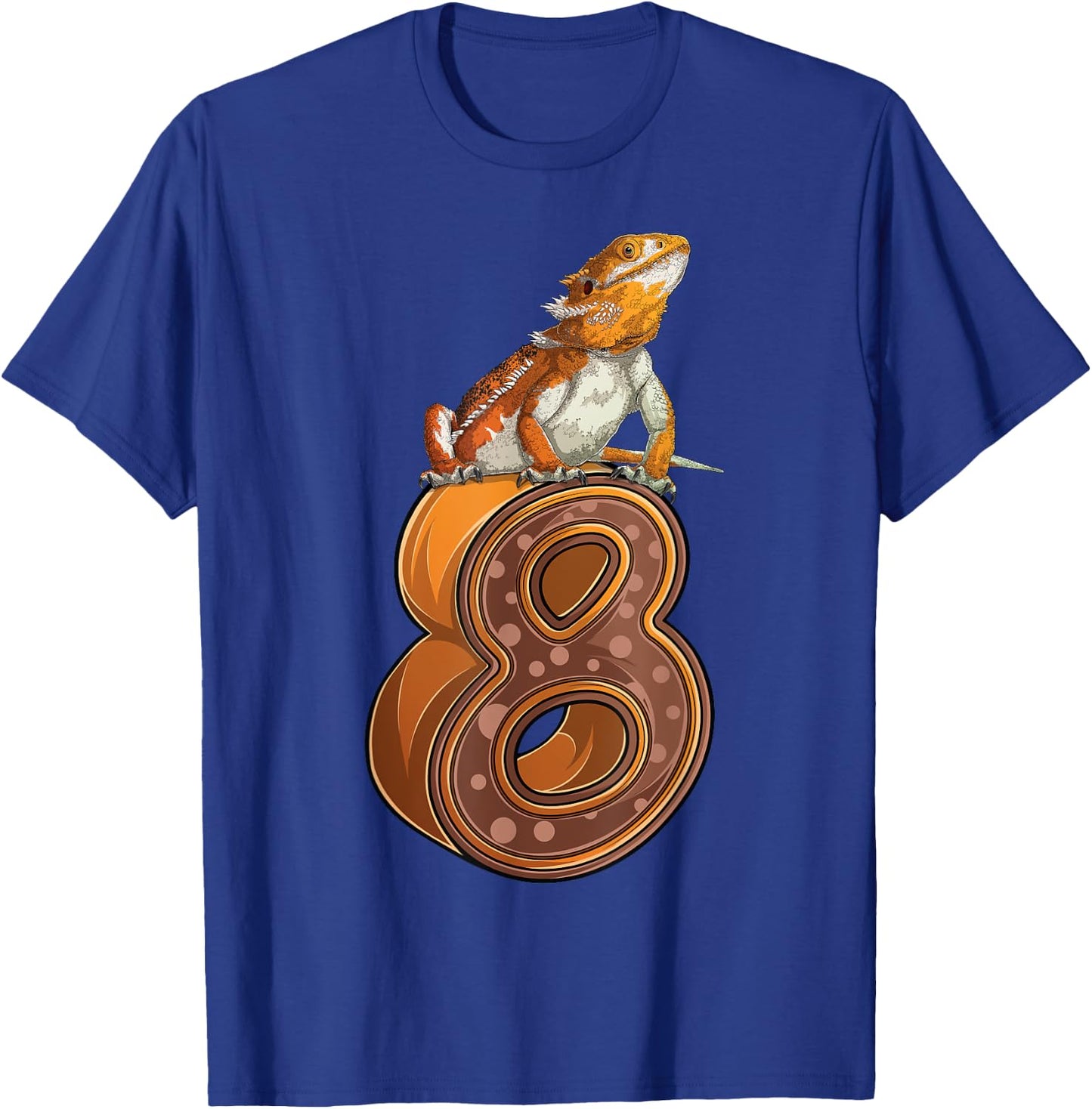 8 Year Old Bearded dragon Reptile 8th Birthday Party B-day T-Shirt - T-Shirt | Royal