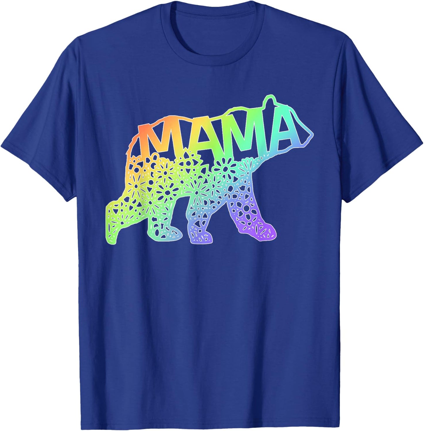 Mum Bear Tie Dye Rainbow Purple Blue Pink Yellow Gift T-Shirt - T-Shirt | Royal