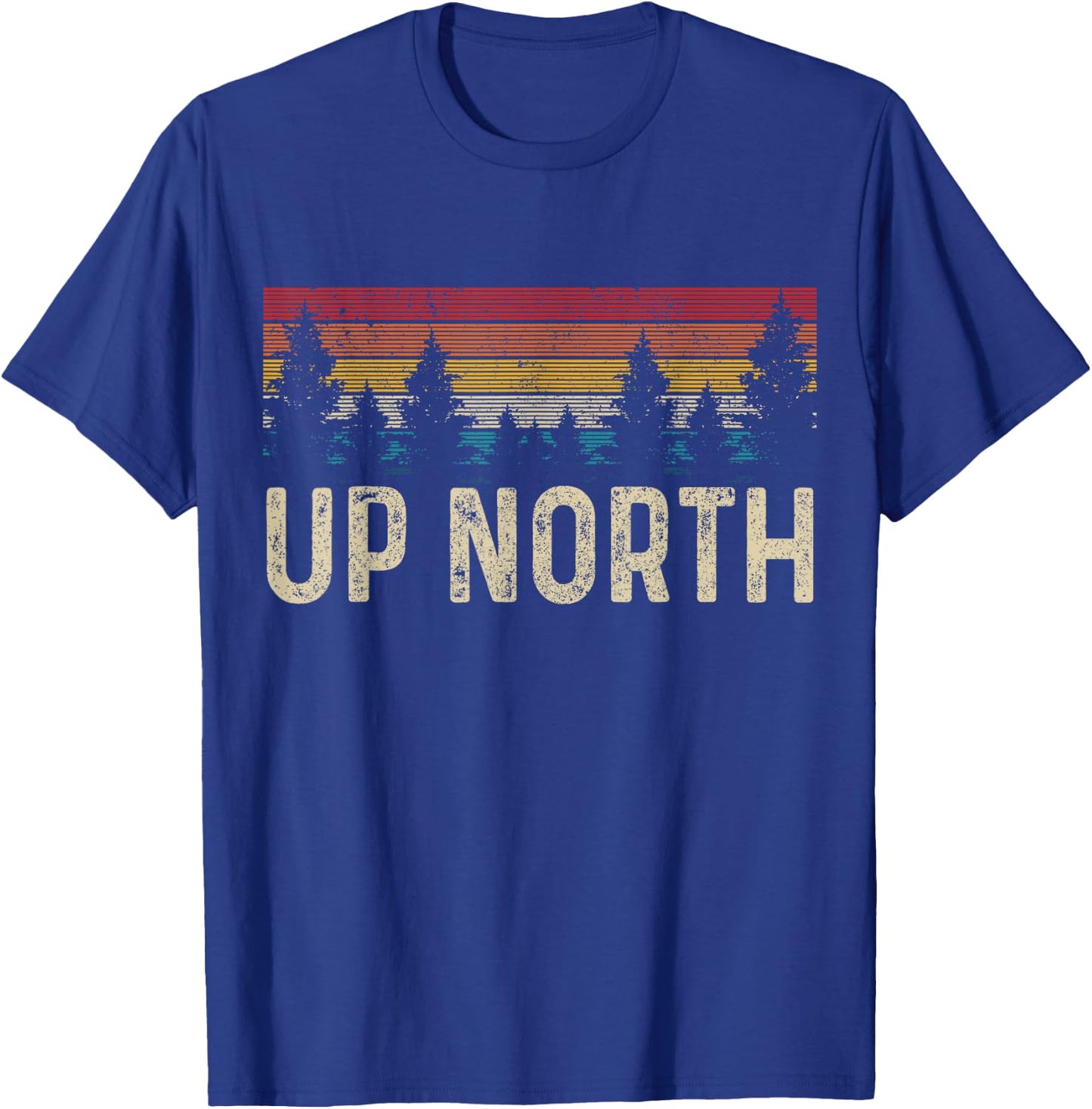 Up North Vintage Hiking Nature Camping Alaska PNW Hiker T-Shirt - T-Shirt | Royal