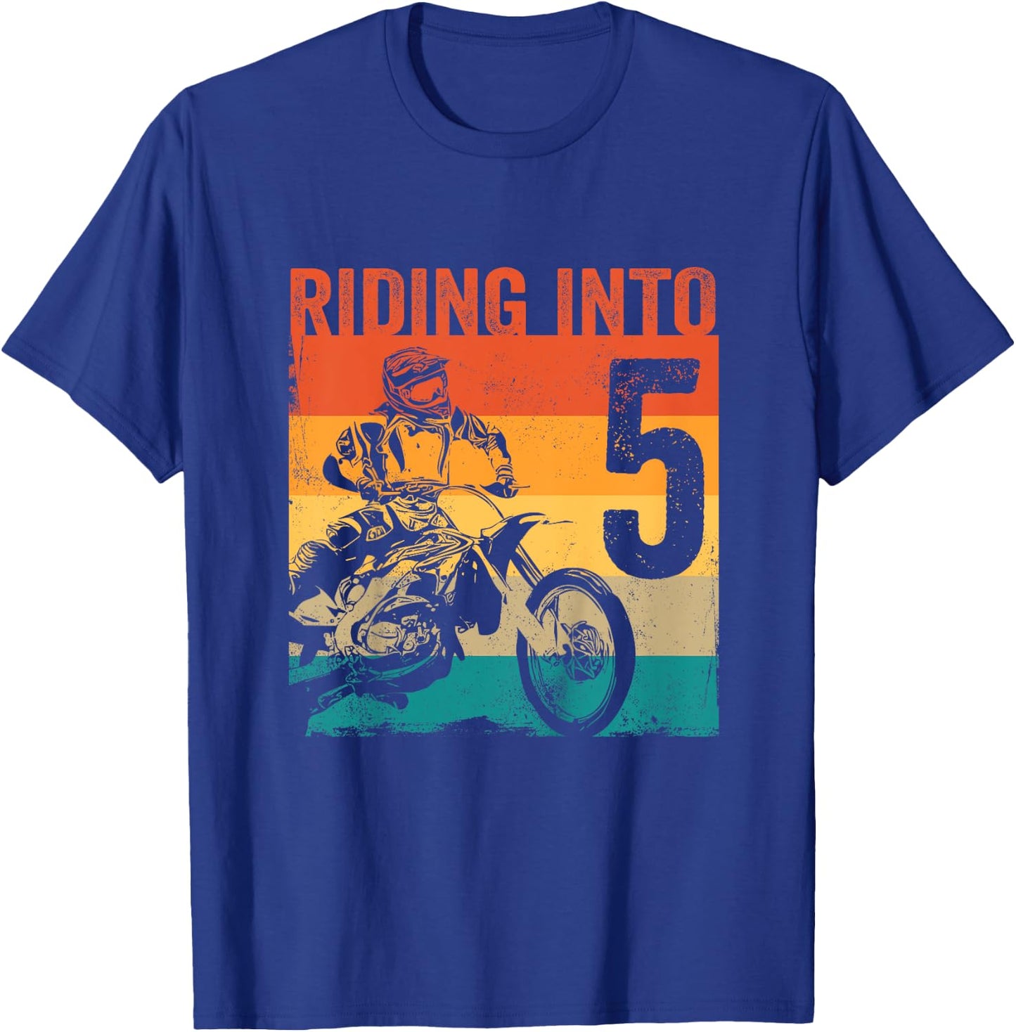 Kids Motocross 5 Years Old Dirt Bike 5th Birthday Party T-Shirt - T-Shirt | Royal