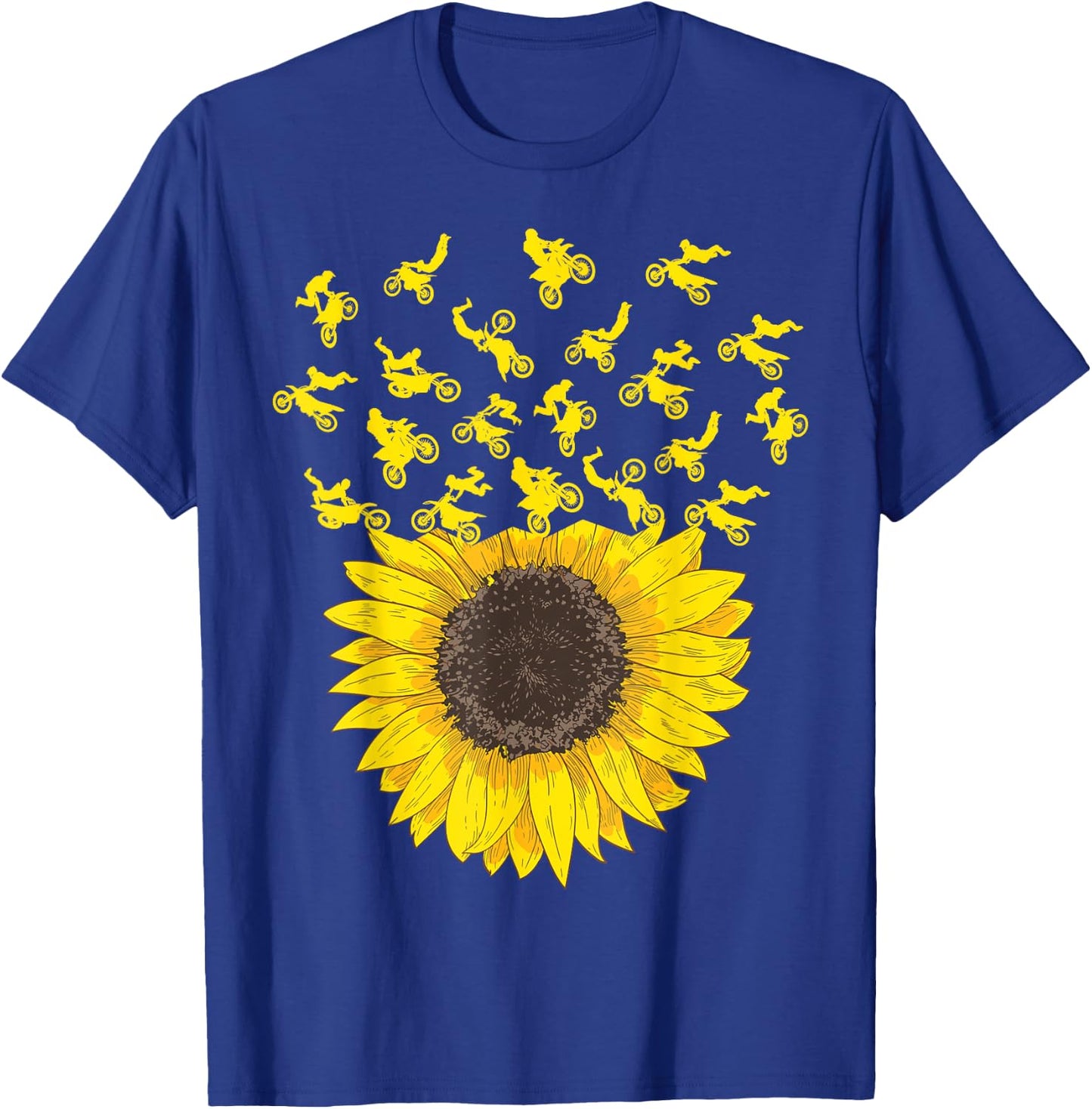 Motocross Sunflower Gift Biker and Dirt Bike Lover T-Shirt - T-Shirt | Royal