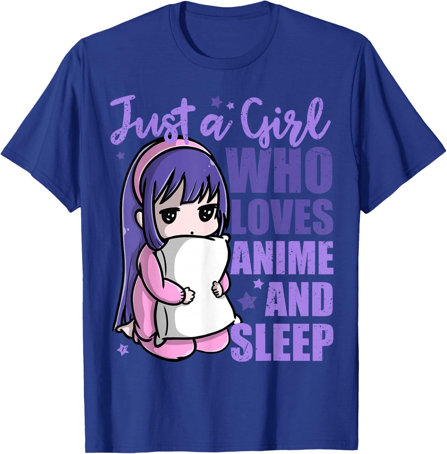 Just A Girl Who Loves Anime and Sleep Pajama PJ T-Shirt - T-Shirt | Royal