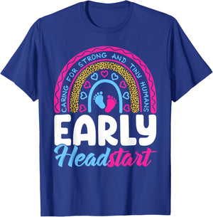 Early Headstart Teacher Head Start Leopard Back To School T-Shirt - T-Shirt | Royal