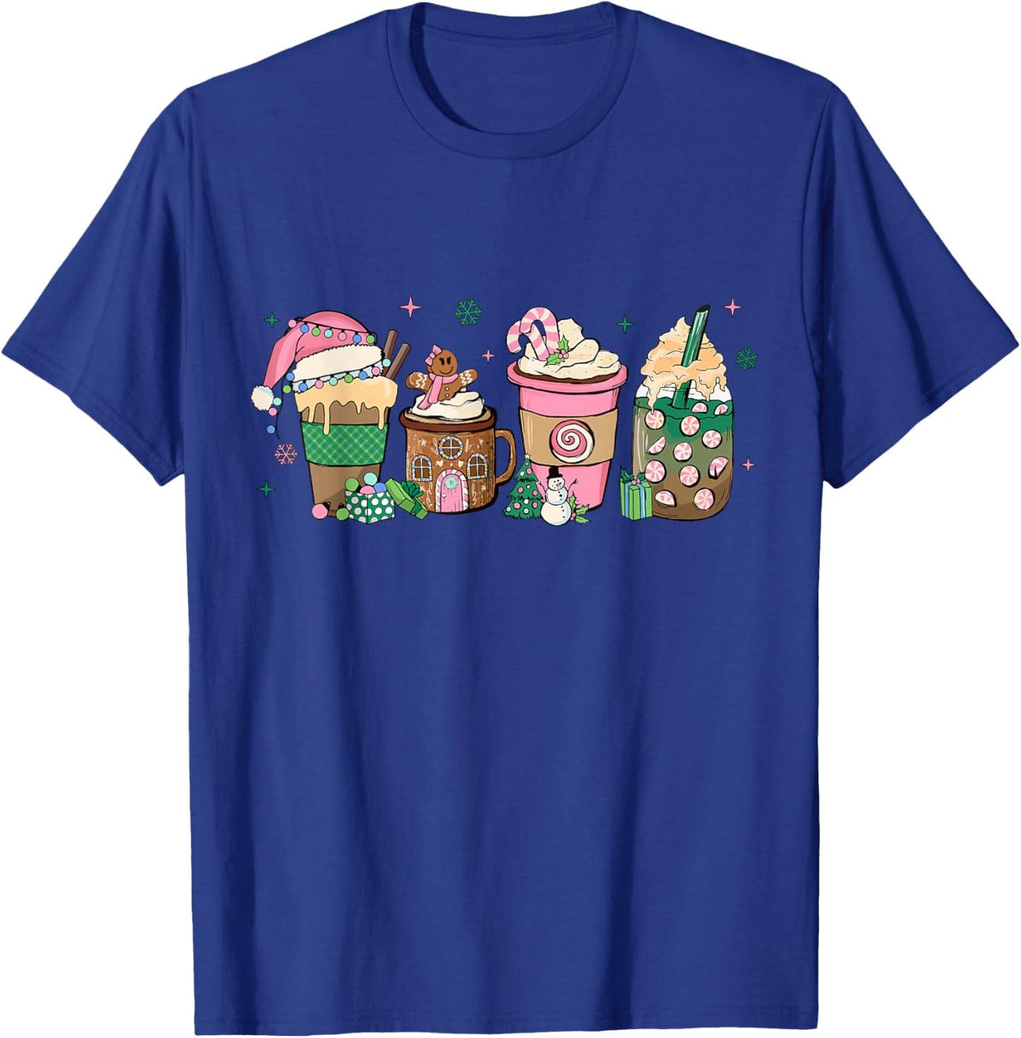 Coffee Christmas Gingerbread Pink Women Latte Cozy Winter T-Shirt - T-Shirt | Royal