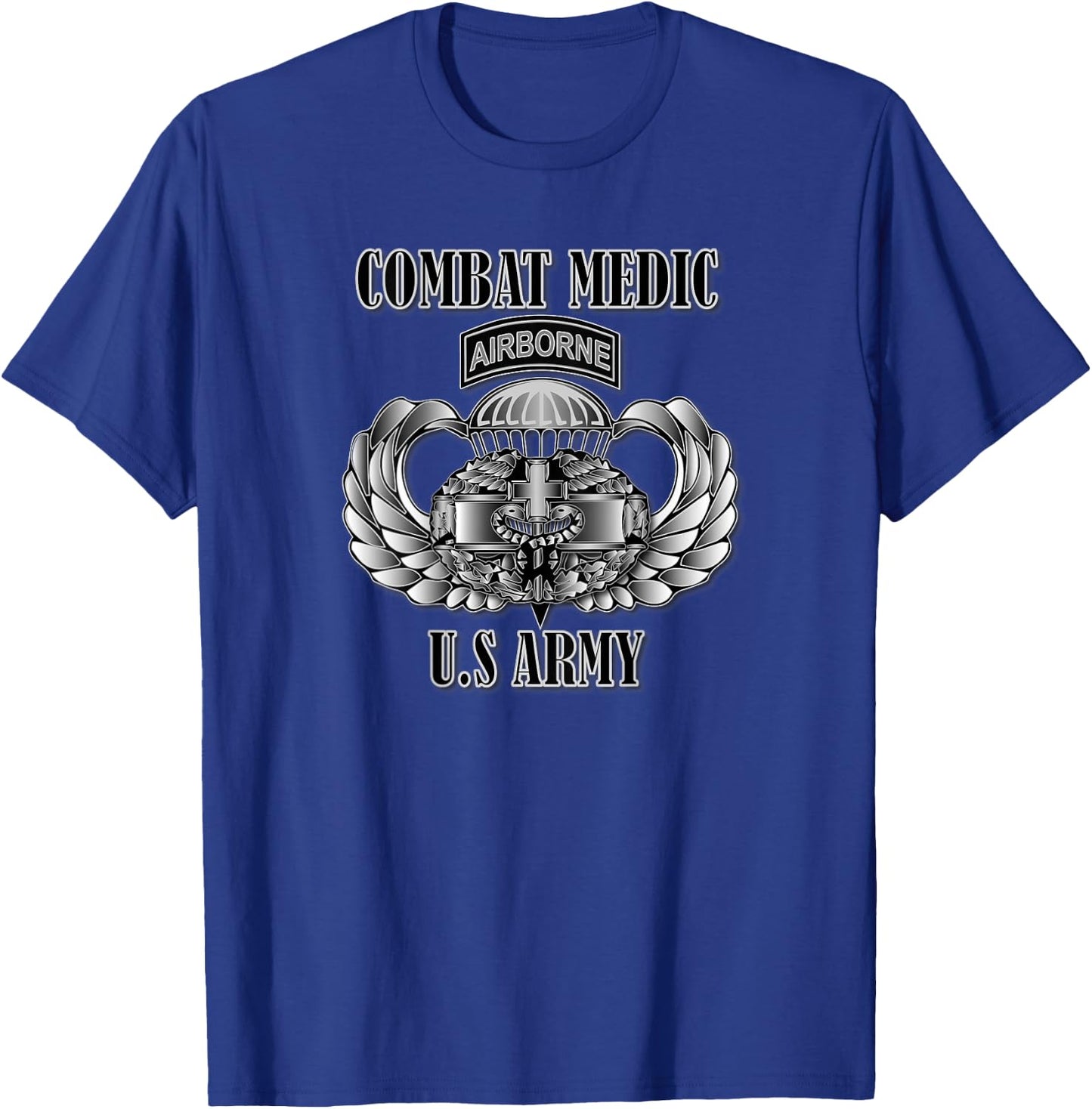 U.S. Army Combat Medic- Airborne (Back Design) T-Shirt - T-Shirt | Royal