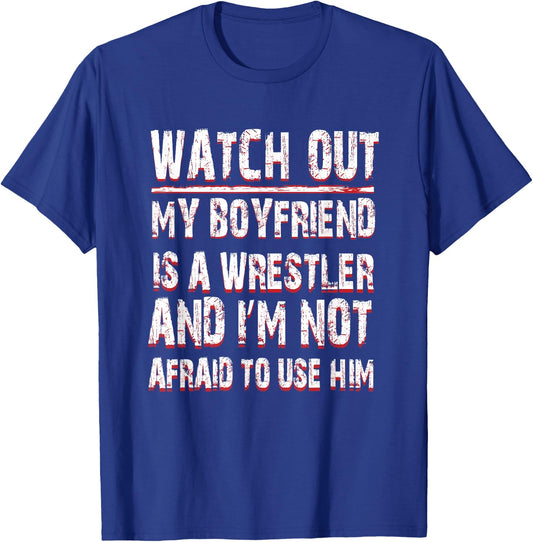 My Boyfriend is a Wrestler . Wrestling Gear Wear Gift T-Shirt - T-Shirt | Royal