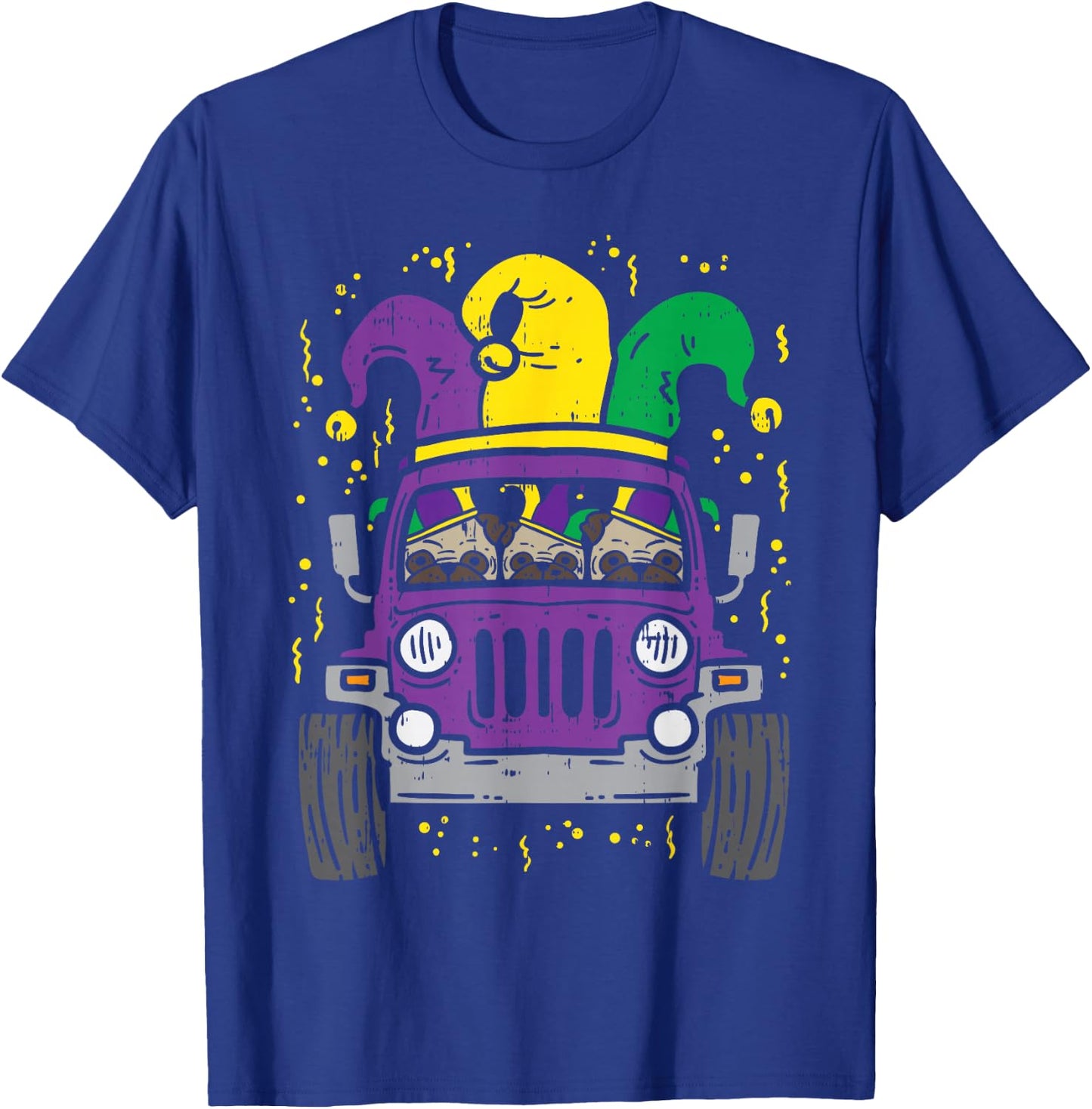 Mardi Gras Monster Truck Jester Pug Carnival Dog Owner Boys T-Shirt - T-Shirt | Royal