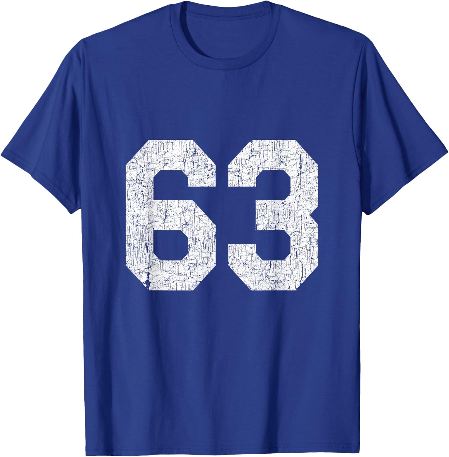 Jersey Uniform Number #63, 63rd Birthday T-Shirt - T-Shirt | Royal