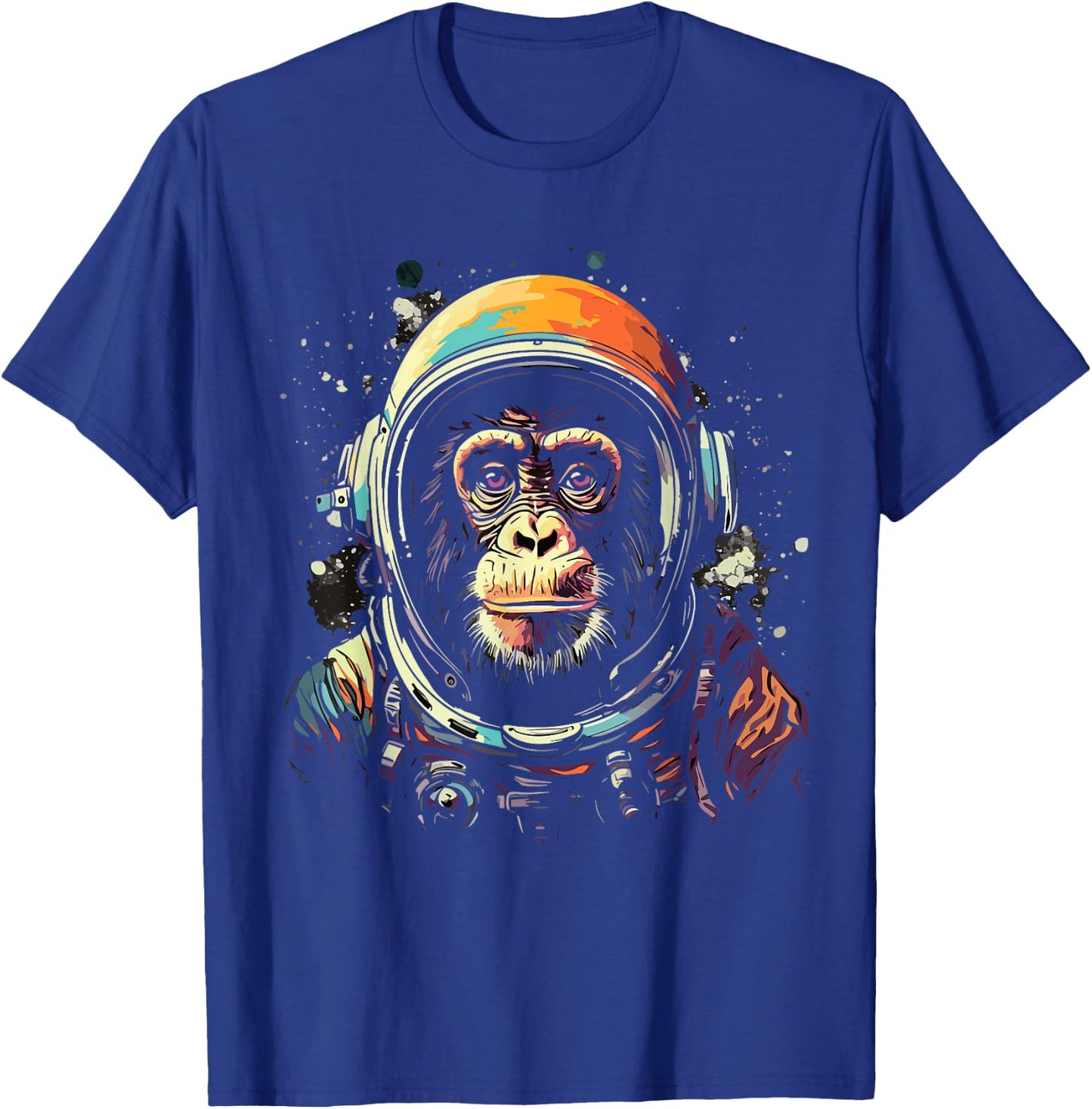 Astronaut Monkey Vintage Space Cosmonaut Graphic Travel T-Shirt - T-Shirt | Royal