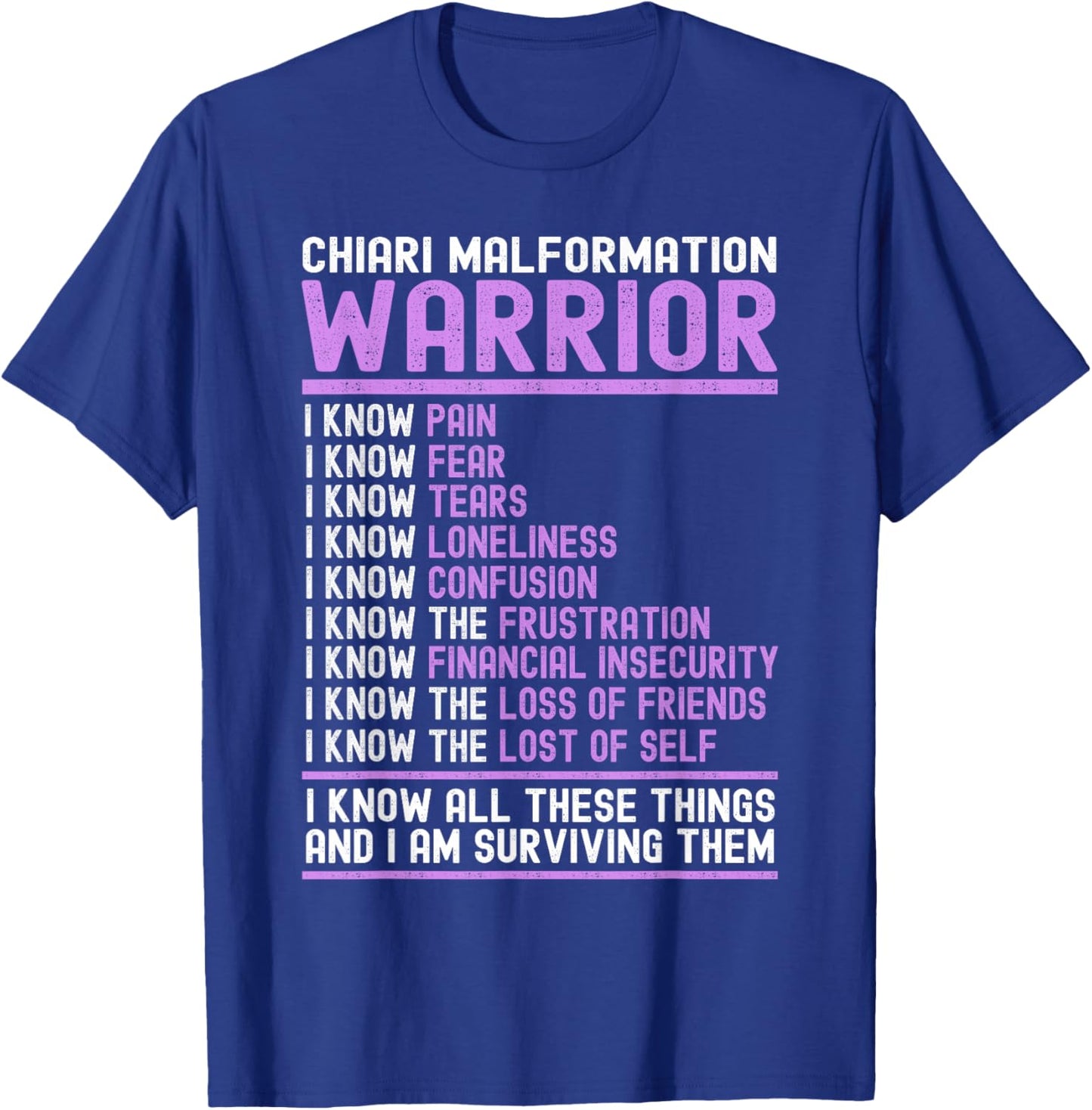 Chiari Malformation Awareness - Brain Purple Ribbon - Chiari T-Shirt - T-Shirt | Royal