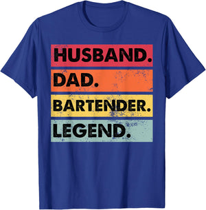 Retro Husband Dad Bartender Legend Funny Bartending T-Shirt - T-Shirt | Royal